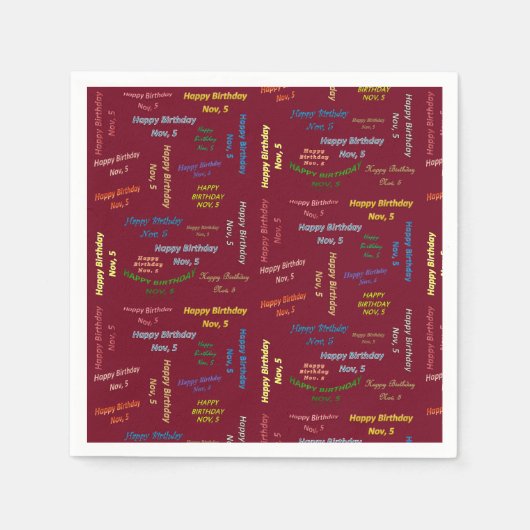 Paper Napkins November, 5. Geburtstag Serviette (Vorderseite)