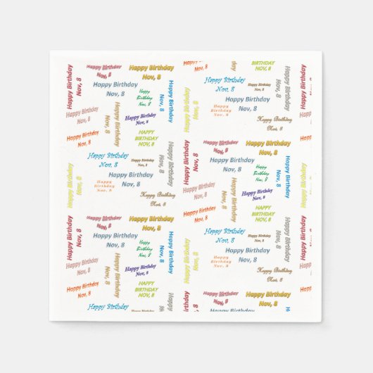 Paper Napkins November, 8. Geburtstag Serviette (Vorderseite)