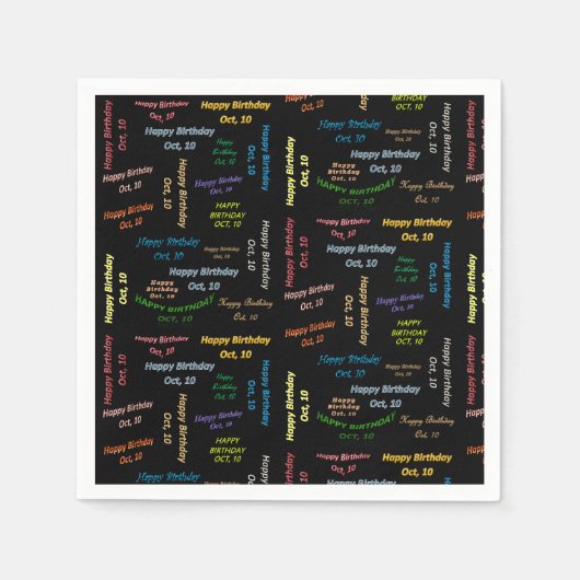 Paper Napkins Oktober, 10 Geburtstag Serviette (Vorderseite)