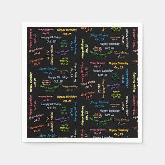 Paper Napkins Oktober, 25 Geburtstag Serviette (Vorderseite)