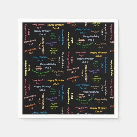 Paper Napkins Oktober, 6 Geburtstag Serviette (Vorderseite)