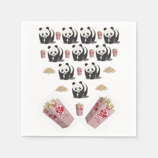 Paper Napkins, Panda Bear Popcorn Serviette (Vorderseite)