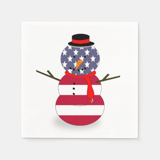 Paper Napkins Patriotic Snowman Funny Blue Red Serviette (Vorderseite)