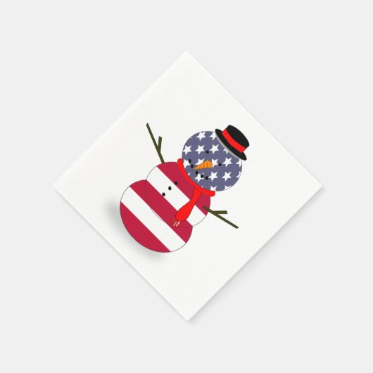 Paper Napkins Patriotic Snowman Funny Blue Red Serviette (Ecke)