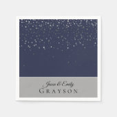 Paper Napkins- Petite Stars Mitternacht & Silbergr Serviette (Vorderseite)