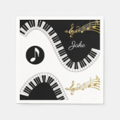 Paper Napkins, Piano White Black Gold Musiknoten Serviette (Vorderseite)