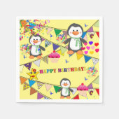 Paper Napkins, Pinguin Happy Birthday Serviette (Vorderseite)