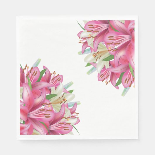 Paper Napkins-Pink Lilies Serviette (Vorderseite)