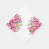 Paper Napkins-Pink Lilies Serviette (Ecke)