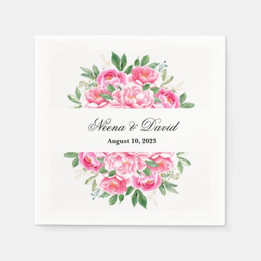 Paper Napkins-Pink Peonies Serviette (Vorderseite)