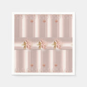 Paper Napkins, Pink Rose Glitzer Tropfen Floral Serviette (Vorderseite)