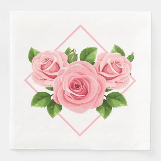 Paper Napkins Pink Roses Paper Dinner Napkins Serviette (Vorderseite)