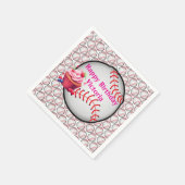Paper Napkins Pink White Stripe Birthday Baseball Serviette (Ecke)