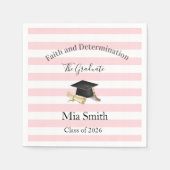 Paper Napkins Pink & White Stripe Graduate 2026 Serviette (Vorderseite)