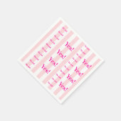 Paper Napkins Pink & White Stripe She said Yes! Serviette (Ecke)
