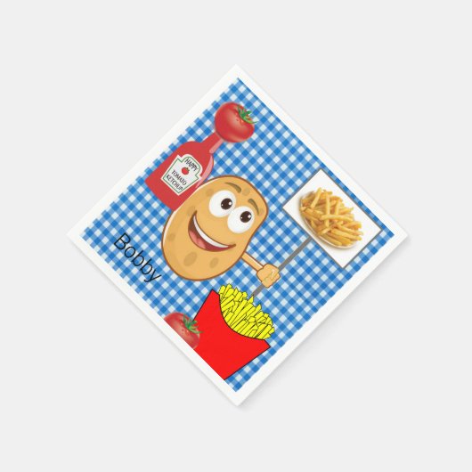 Paper Napkins, Potato, French Fries, Ketchup Serviette (Ecke)