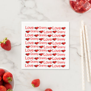 Paper Napkins, Red Hearts Liebe Granny Serviette
