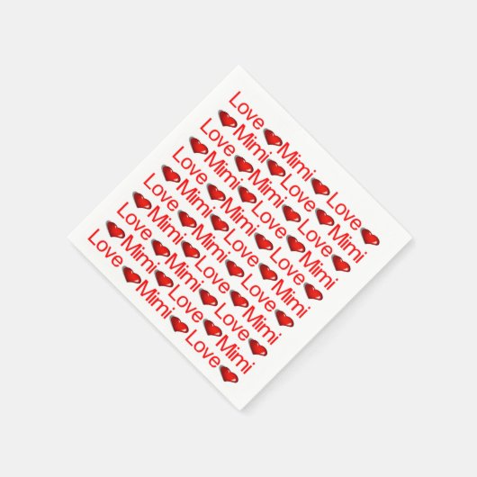 Paper Napkins, Red Hearts Liebe Mimi Serviette (Ecke)