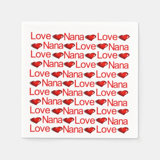 Paper Napkins, Red Hearts Liebe Nana Serviette (Vorderseite)