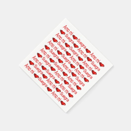 Paper Napkins, Red Hearts Liebe Suegra Spanisch Serviette (Ecke)