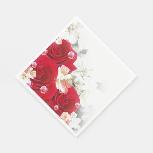 Paper Napkins-Rote Rosen Serviette (Ecke)