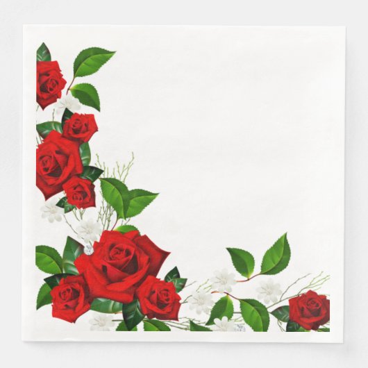 Paper Napkins-Rote Rosen Serviette (Vorderseite)