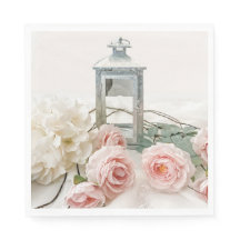 Paper Napkins: Schöne rosa Peonies und Rose