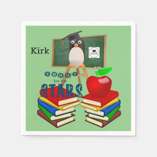 Paper Napkins, School Books Pinguin Apple Serviette (Vorderseite)
