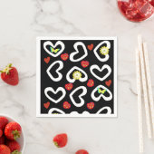 Paper Napkins, Schwarz-weiß Hearts Napkins Serviette (Beispiel)