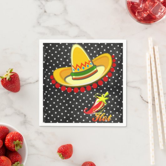 Paper Napkins, Schwarz-weiß Polk a dot Sombrero Ho Serviette (Beispiel)