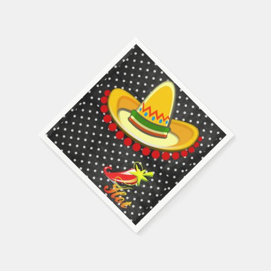 Paper Napkins, Schwarz-weiß Polk a dot Sombrero Ho Serviette (Ecke)