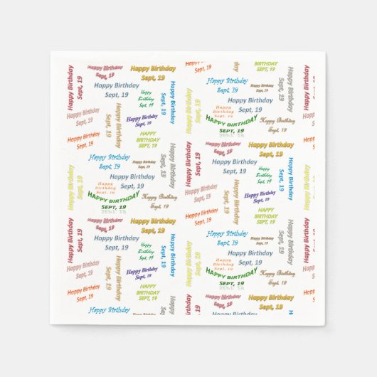 Paper Napkins September, 19 Geburtstag Serviette (Vorderseite)