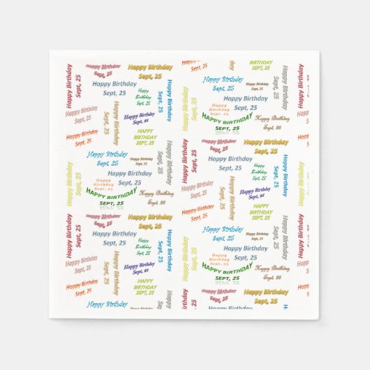 Paper Napkins September, 25 Geburtstag Serviette (Vorderseite)