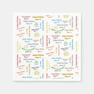 Paper Napkins September, 27 Geburtstag Serviette