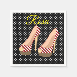 Paper Napkins Shoe Rosa Serviette