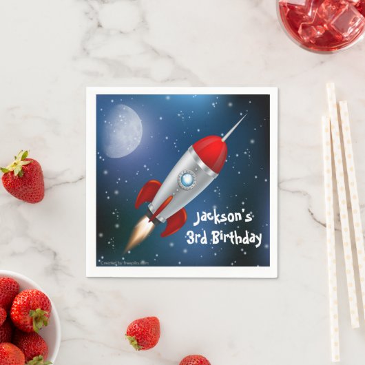 Paper Napkins Space Ship, Astronaut Birthday Party Serviette (Beispiel)