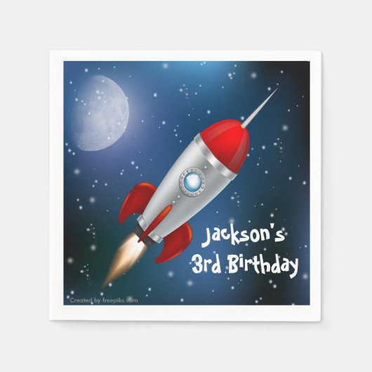 Paper Napkins Space Ship, Astronaut Birthday Party Serviette (Vorderseite)