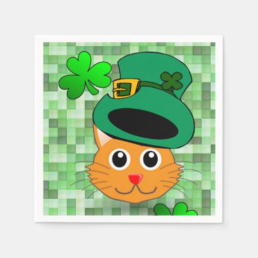 Paper Napkins St. Patrick's Day Cat Serviette (Vorderseite)
