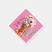 Paper Napkins, Strawberry Ice Cream Happy Birthday Serviette (Ecke)