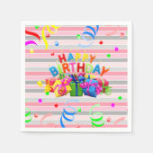 Paper Napkins, Stripe Happy Birthday Serviette (Vorderseite)