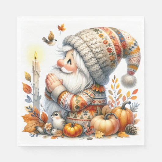 Paper Napkins Thanksgiving Gnome Serviette (Vorderseite)