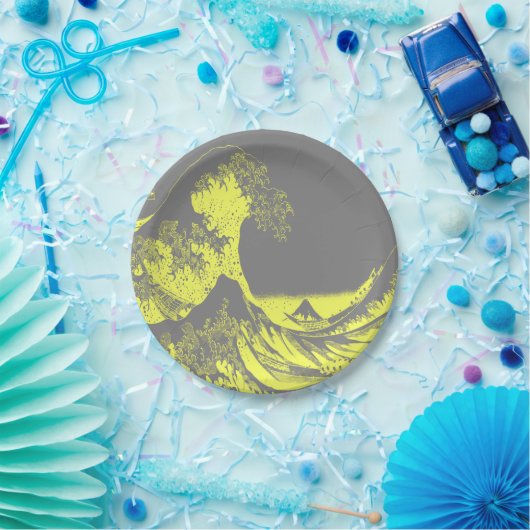 Paper Napkins The Great Wave Yellow & Gray Pappteller (Party)