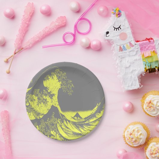 Paper Napkins The Great Wave Yellow & Gray Pappteller (Party)