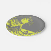 Paper Napkins The Great Wave Yellow & Gray Pappteller (Schrägansicht)