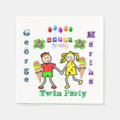 Paper Napkins, Twins Happy Birthday Serviette (Vorderseite)