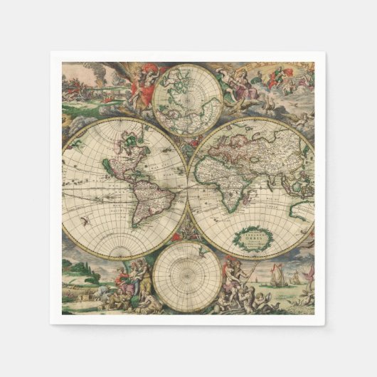 Paper Napkins Vintage Weltkarte 1689 Serviette (Vorderseite)