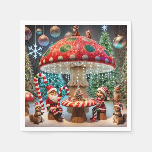 Paper Napkins: Weihnachts-Pilzdesign Serviette (Vorderseite)