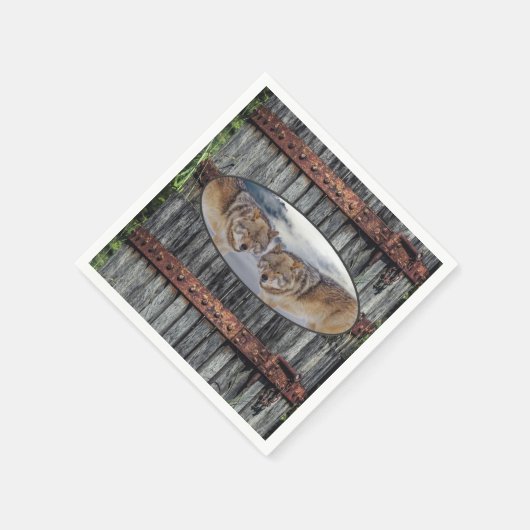 Paper Napkins, Wood Wolves Wolf Serviette (Ecke)