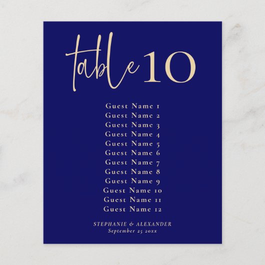 PAPER Navy and Gold Tischnummer & Seetabelle (Vorderseite)