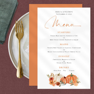PAPER Orange Pumpkins Fall Florals Wedding Menü